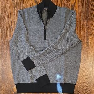 Brooks Brothers Black and Gray Zip-Up Sweater
